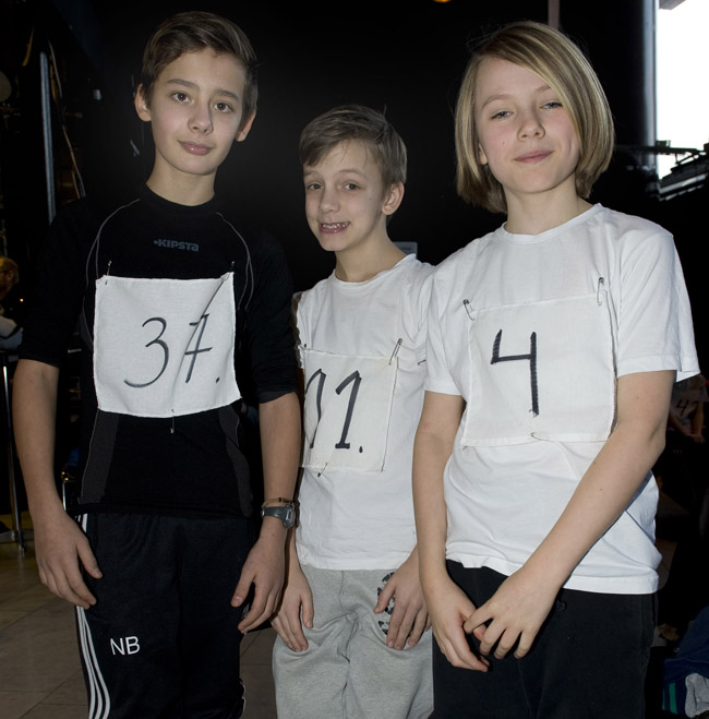 Nils 13 år, Jesper 12 år och Grim 12 år vid audition för Billy Elliot. Foto Cristian Hillbom
