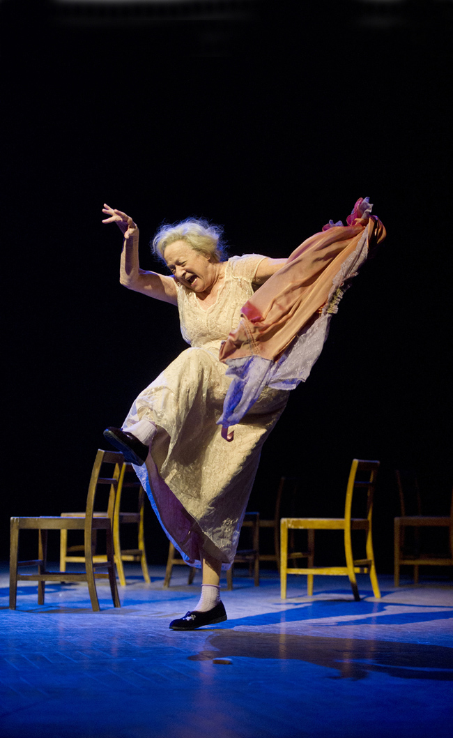 Ann Emery (Grandma) in Billy Elliott The Musical at the Victoria Palace Theatre. Photo Alastair Muir