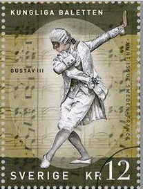 Olof Westring som Gustaf III på frimärke