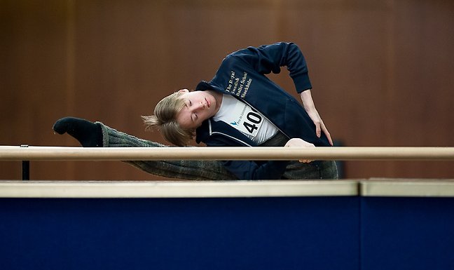  Visst blir man trött under tävlingen, men att somna i den här ställningen.... Foto Gregory batardon