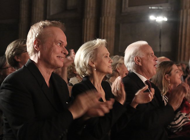 Tre av de ansvariga för Kristinaföreställningen: Hans Marklund, Anneli Alhanko och Mats Liljefors.      Foto Martin Sundström